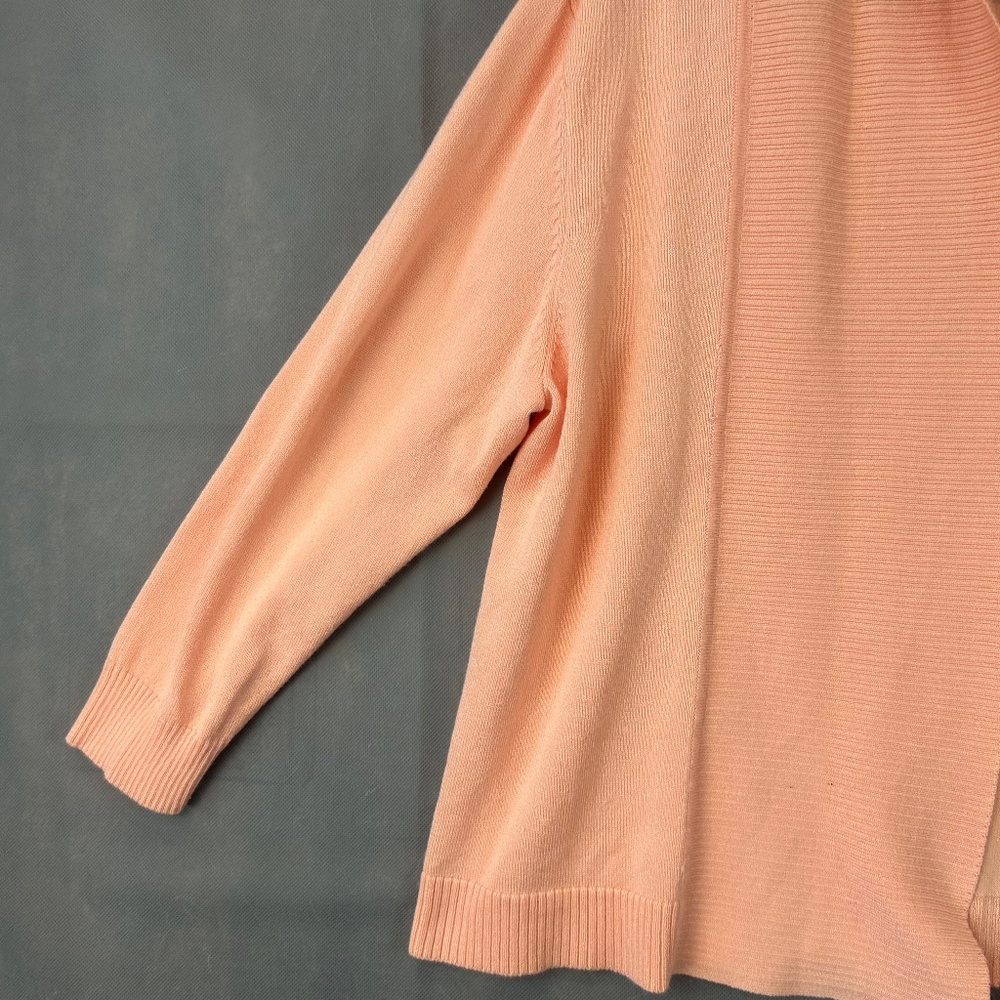 89TH & Madison Sweater Women's Open Ribbed Front Cardigan Salmon Pink Size Med - Picture 4 of 10